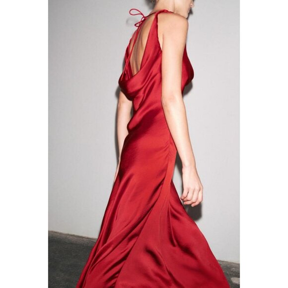 ZARA ZW COLLECTION SATIN LONG DRESS - Picture 6 of 9